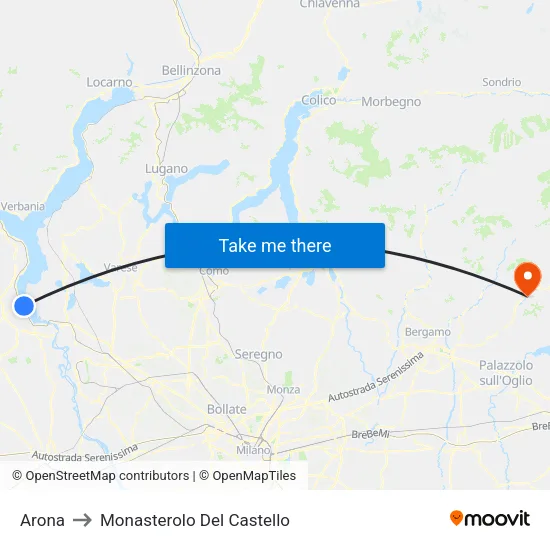 Arona to Monasterolo Del Castello map