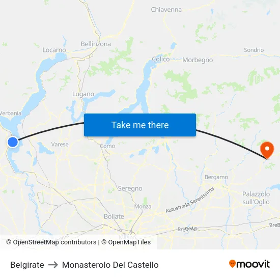 Belgirate to Monasterolo Del Castello map