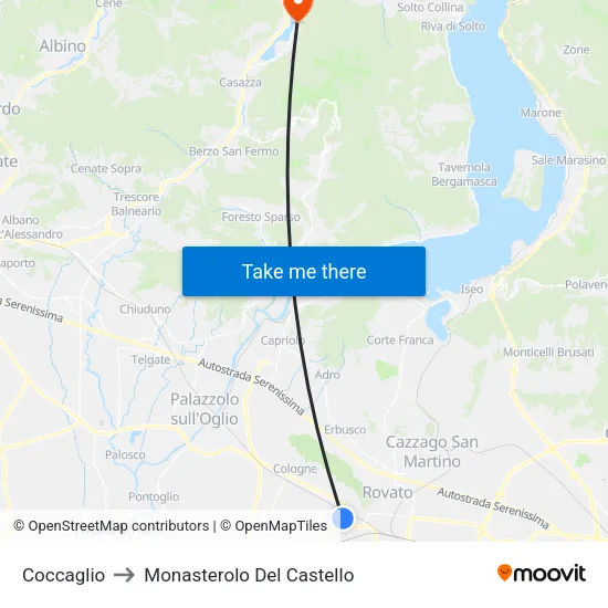 Coccaglio to Monasterolo Del Castello map