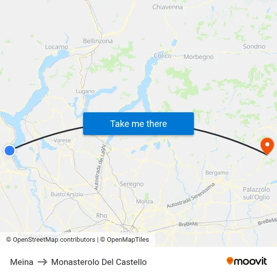 Meina to Monasterolo del Castello map