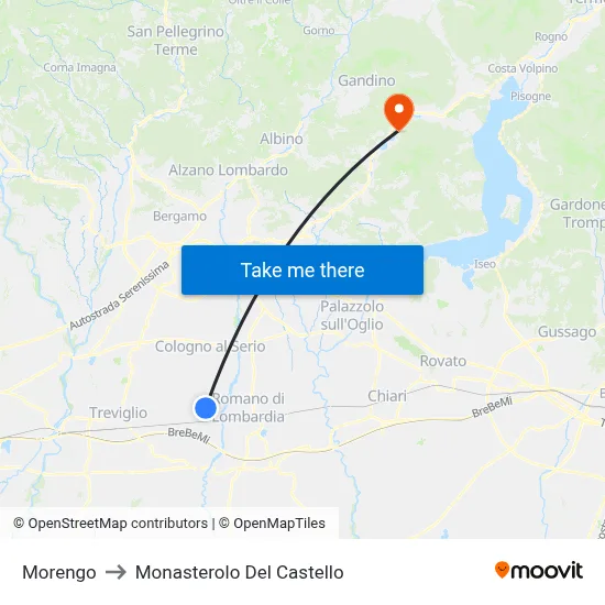 Morengo to Monasterolo Del Castello map