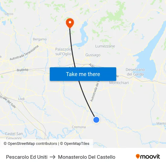 Pescarolo ed Uniti to Monasterolo del Castello map