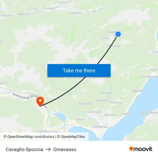 Cavaglio-Spoccia to Ornavasso map