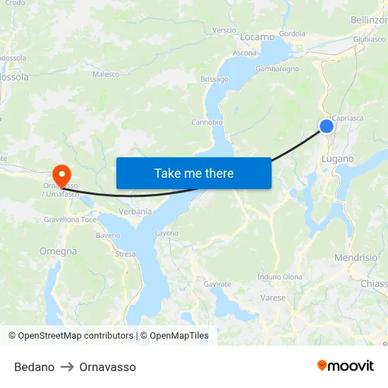 Bedano to Ornavasso map