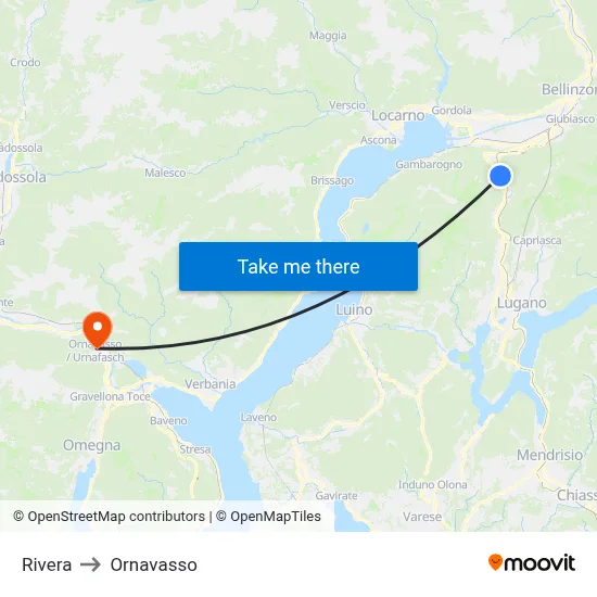 Rivera to Ornavasso map