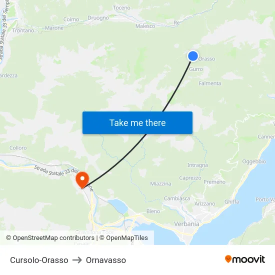 Cursolo-Orasso to Ornavasso map
