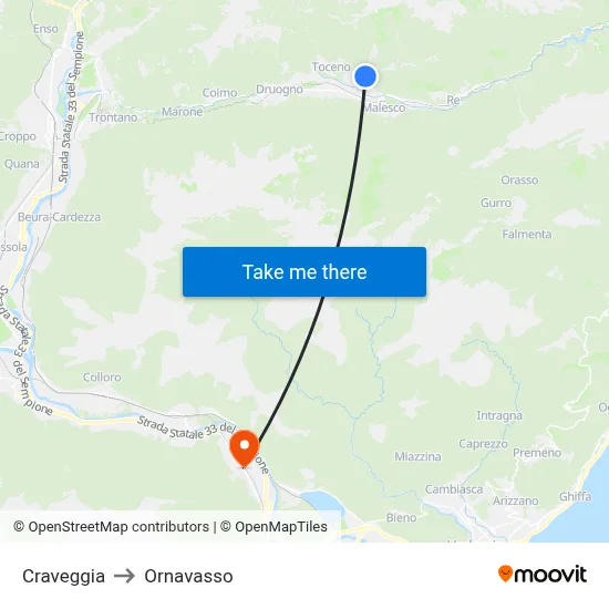 Craveggia to Ornavasso map