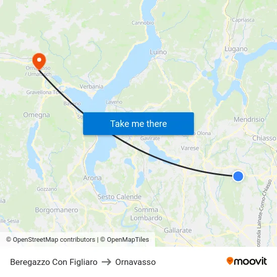 Beregazzo con Figliaro to Ornavasso map