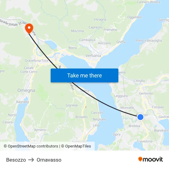 Besozzo to Ornavasso map