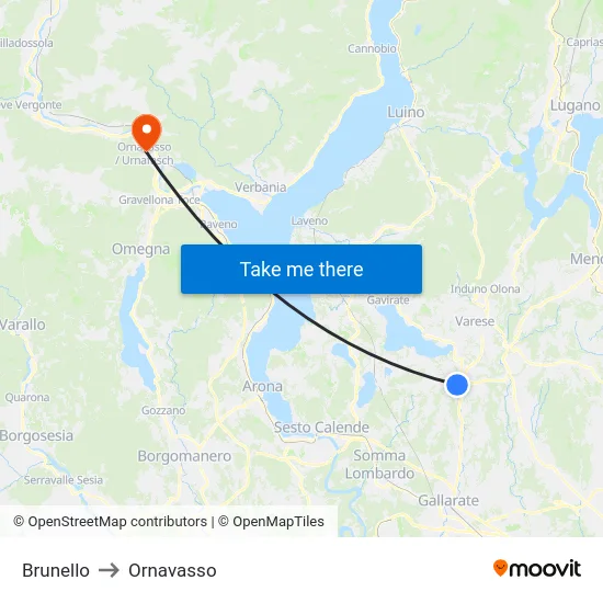 Brunello to Ornavasso map