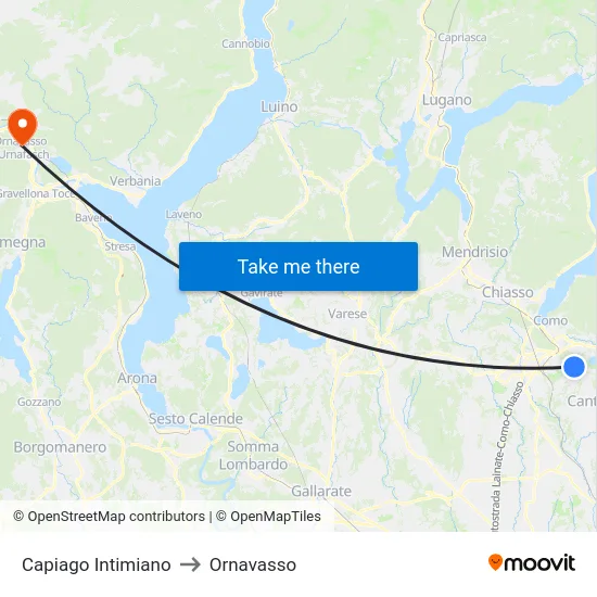 Capiago Intimiano to Ornavasso map