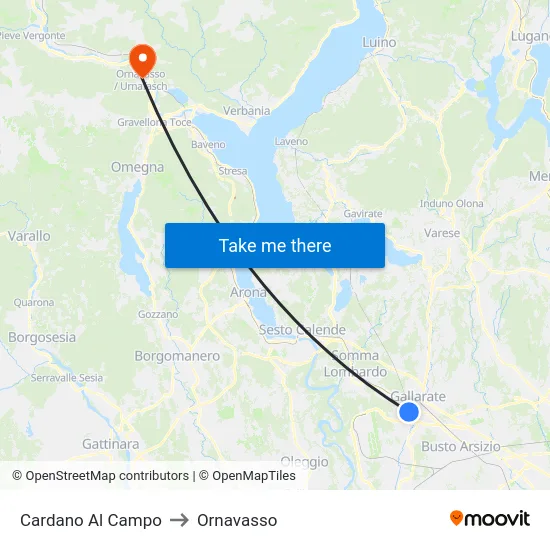 Cardano al Campo to Ornavasso map