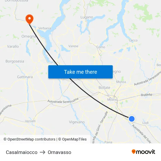 Casalmaiocco to Ornavasso map