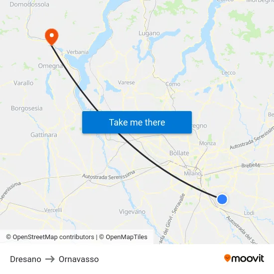 Dresano to Ornavasso map