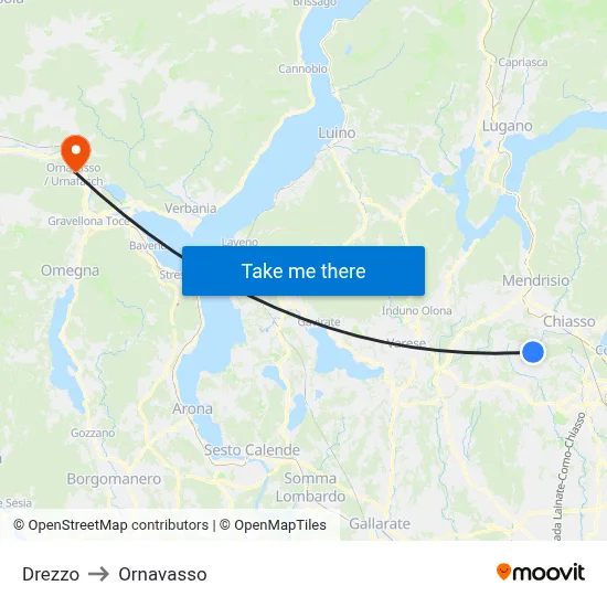 Drezzo to Ornavasso map