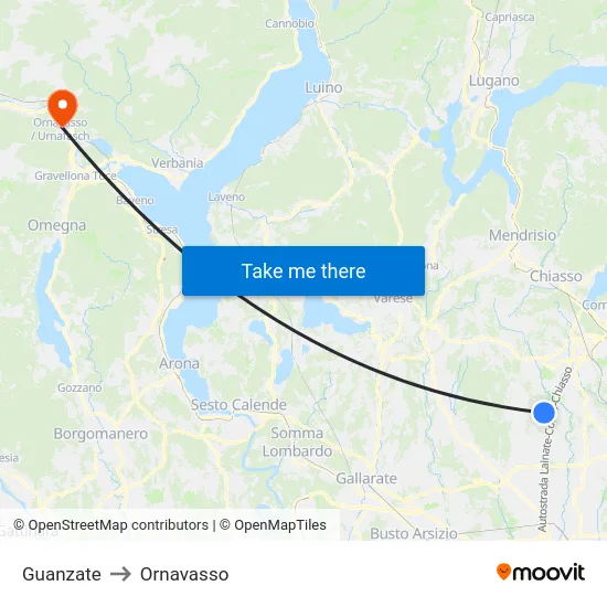 Guanzate to Ornavasso map
