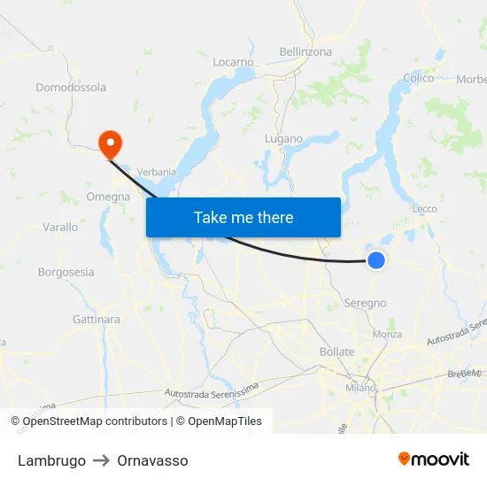 Lambrugo to Ornavasso map