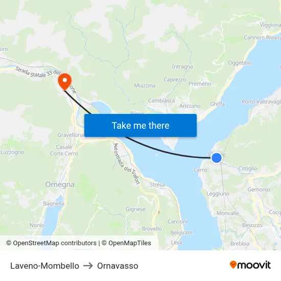 Laveno-Mombello to Ornavasso map
