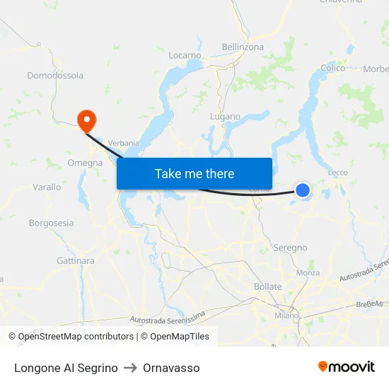 Longone Al Segrino to Ornavasso map