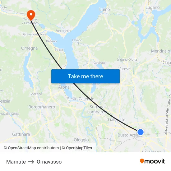 Marnate to Ornavasso map