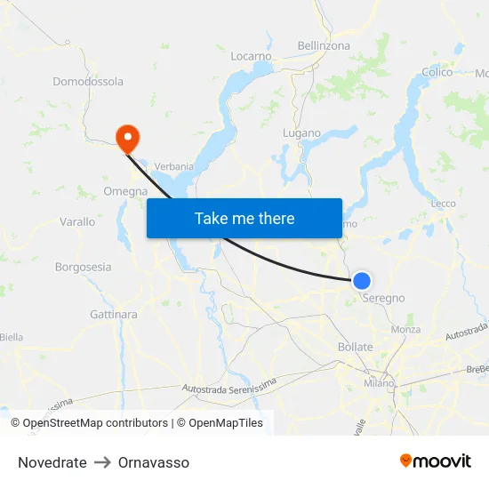 Novedrate to Ornavasso map