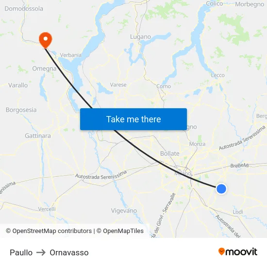 Paullo to Ornavasso map