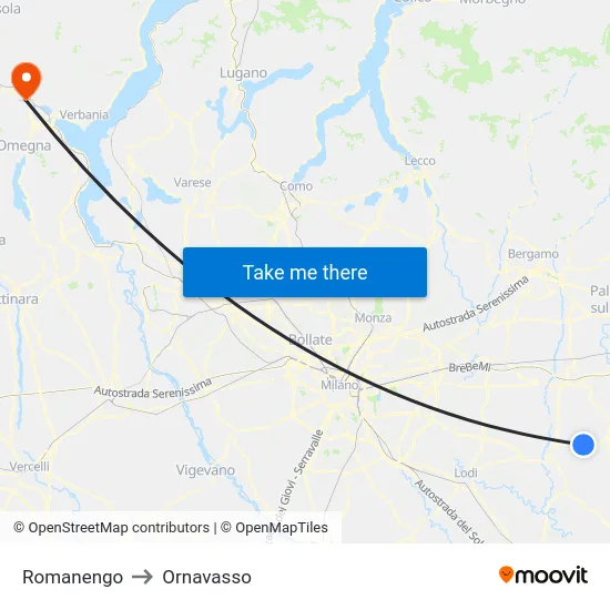 Romanengo to Ornavasso map