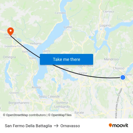 San Fermo Della Battaglia to Ornavasso map