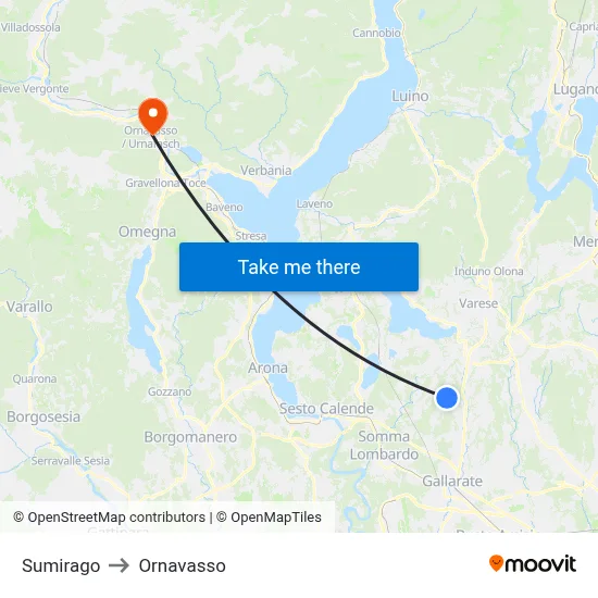 Sumirago to Ornavasso map