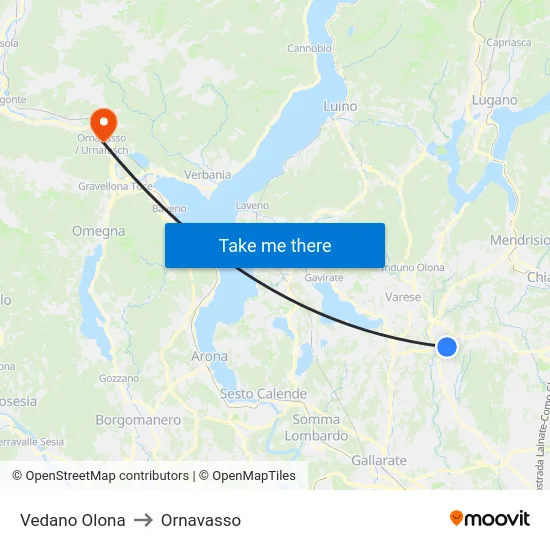 Vedano Olona to Ornavasso map
