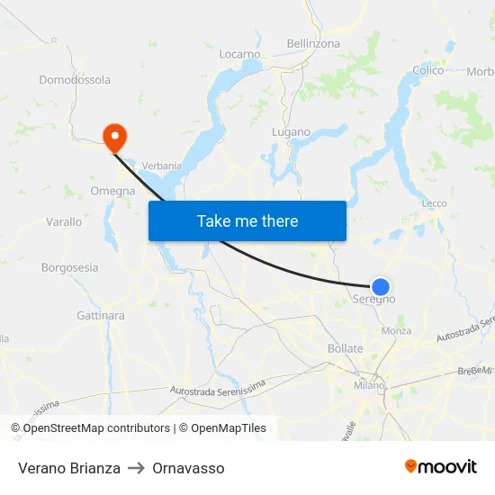 Verano Brianza to Ornavasso map