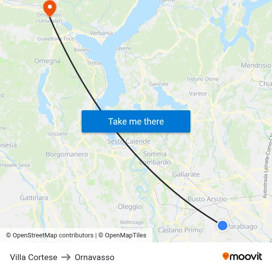 Villa Cortese to Ornavasso map