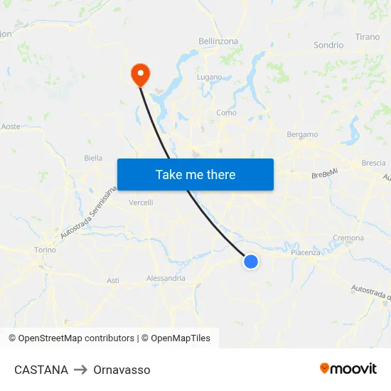 Castana to Ornavasso map