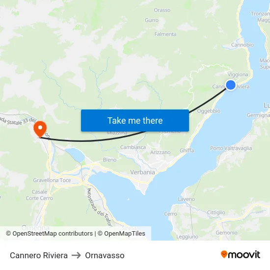 Cannero Riviera to Ornavasso map