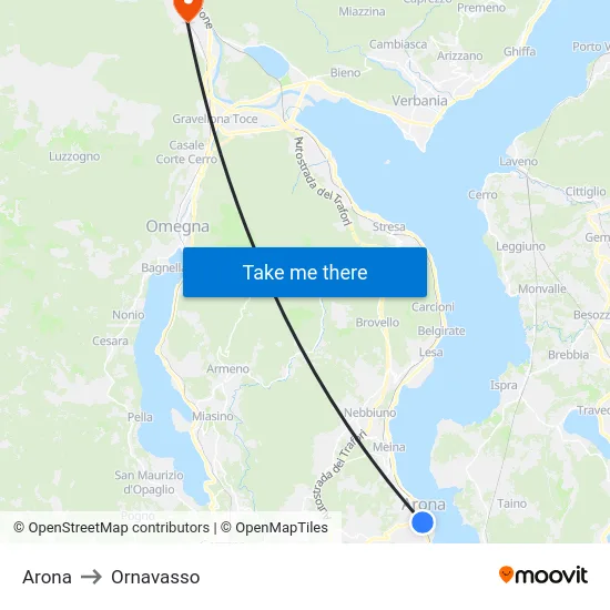 Arona to Ornavasso map