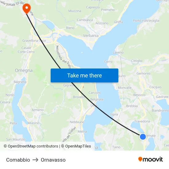 Comabbio to Ornavasso map