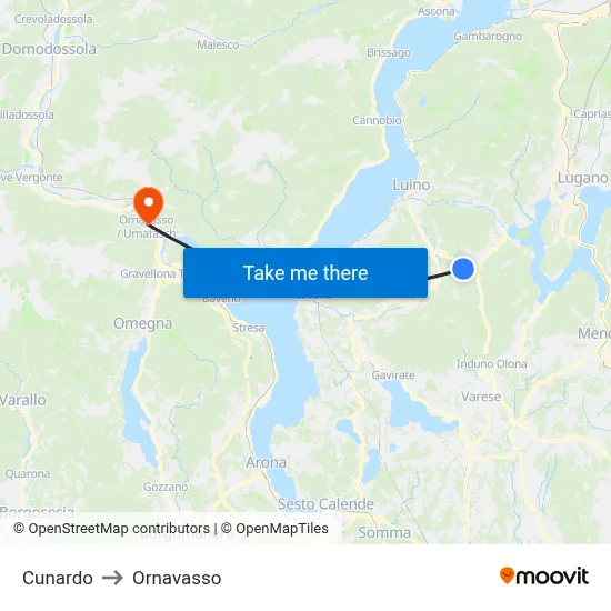 Cunardo to Ornavasso map