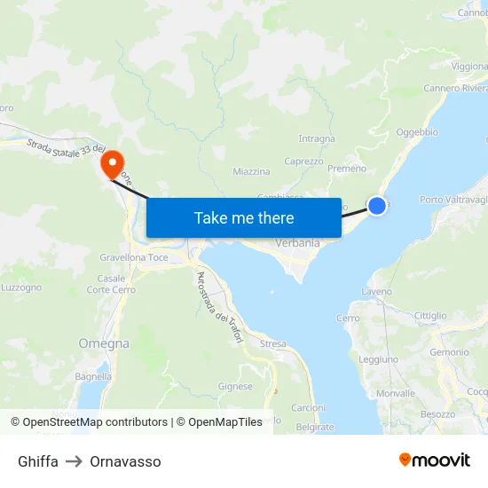 Ghiffa to Ornavasso map
