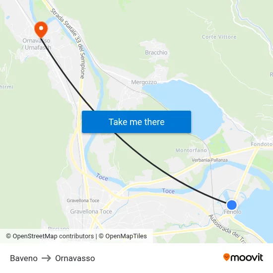 Baveno to Ornavasso map