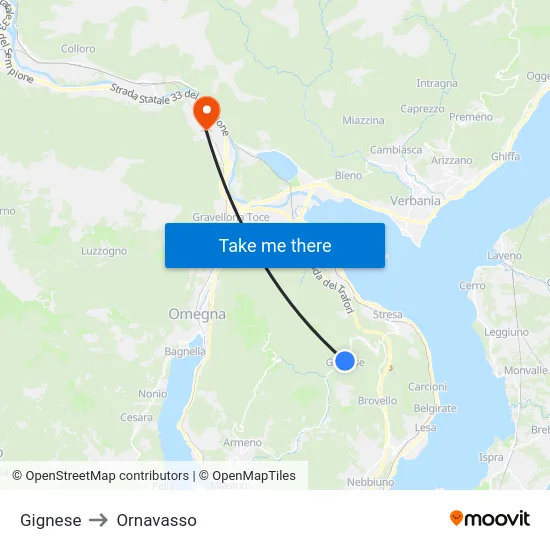 Gignese to Ornavasso map