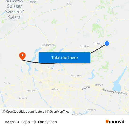 Vezza D' Oglio to Ornavasso map