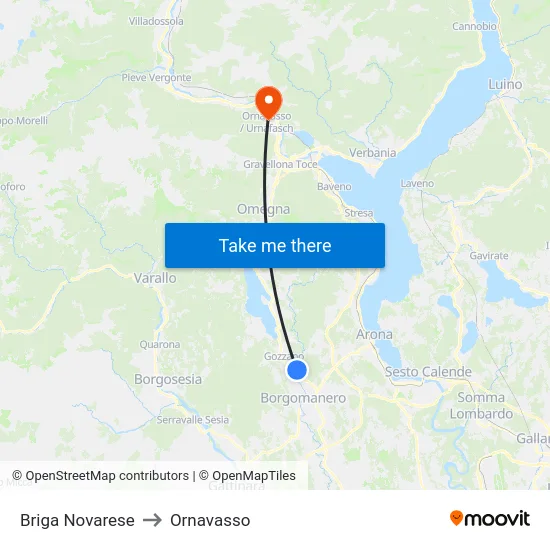Briga Novarese to Ornavasso map