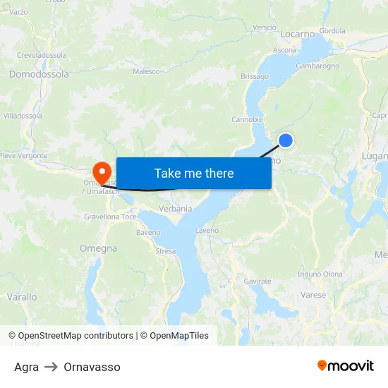 Agra to Ornavasso map