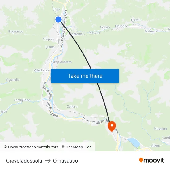 Crevoladossola to Ornavasso map