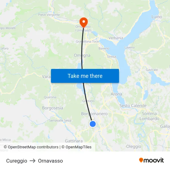 Cureggio to Ornavasso map