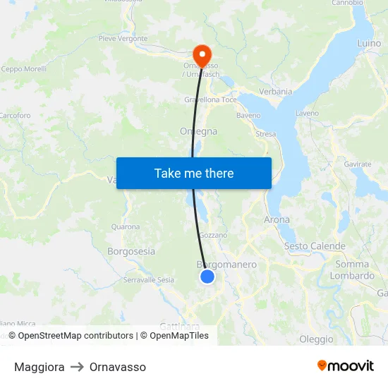 Maggiora to Ornavasso map