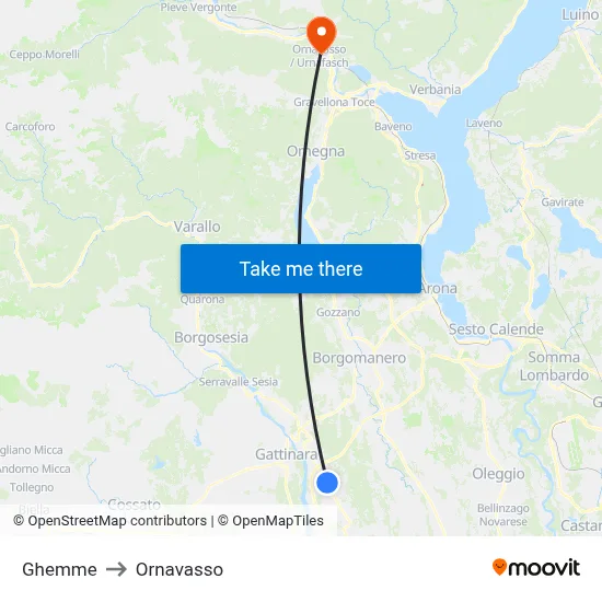 Ghemme to Ornavasso map