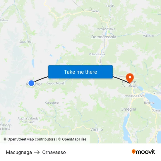 Macugnaga to Ornavasso map