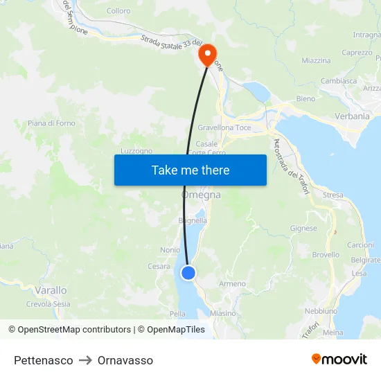 Pettenasco to Ornavasso map