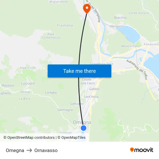 Omegna to Ornavasso map